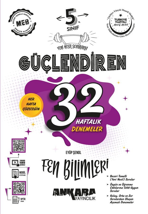 Ankara Yayıncılık 5. Sınıf 32 Haftalık Güçlendiren Fen Bilimleri Kazanım Denemeleri
