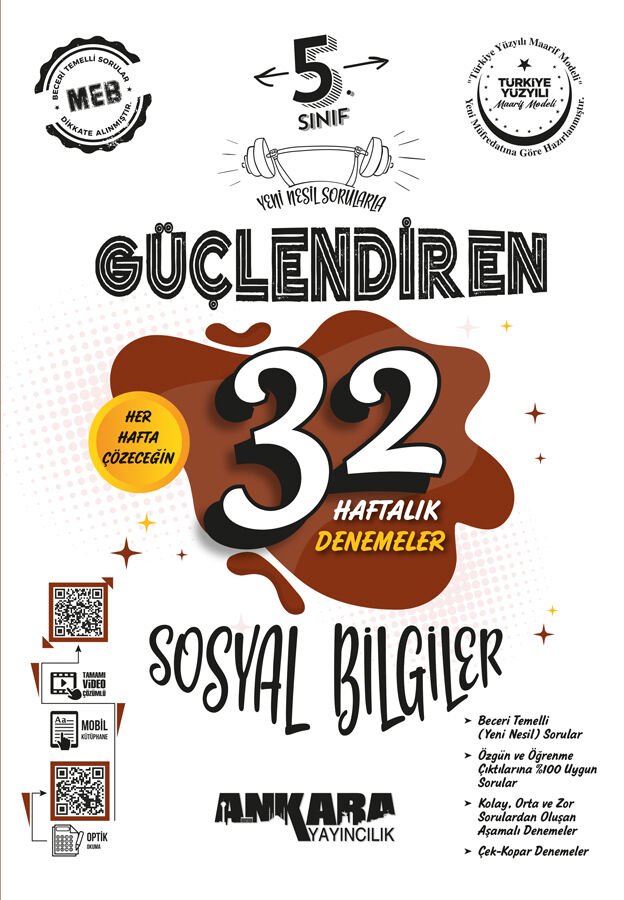 Ankara Yayıncılık 5. Sınıf 32 Haftalık Güçlendiren Sosyal Bil. Kazanım Denemeleri