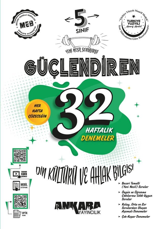 Ankara Yayıncılık 5. Sınıf 32 Haftalık Güçlendiren Din Kültürü Ve Ahlak Bilgisi Kazanım Denemeleri