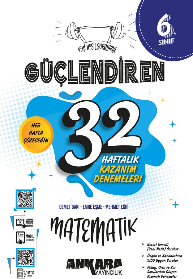 Ankara Yayıncılık 6.Sınıf 32 Haftalık Güçlendiren Matematik Kazanım Denemeleri
