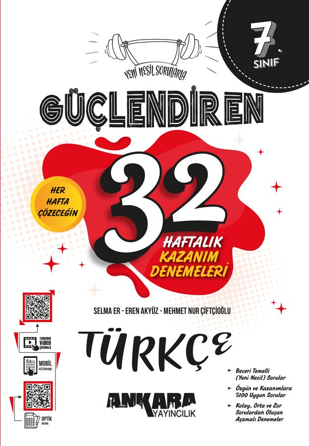 Ankara Yayıncılık 7.Sınıf 32 Haftalık Güçlendiren Türkçe Kazanım Denemeleri