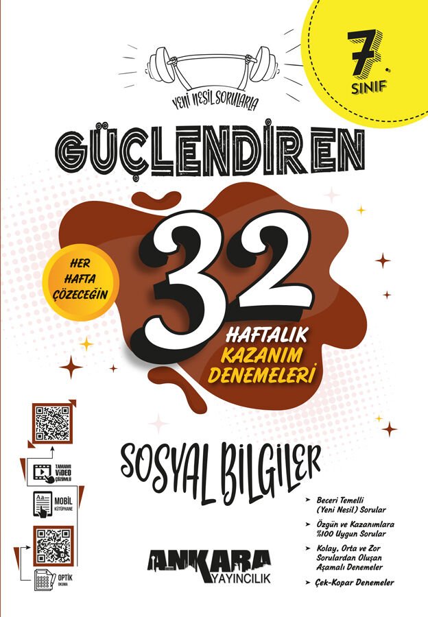 Ankara Yayıncılık 7.Sınıf 32 Haftalık Güçlendiren Sosyal Bil. Kazanım Denemeleri