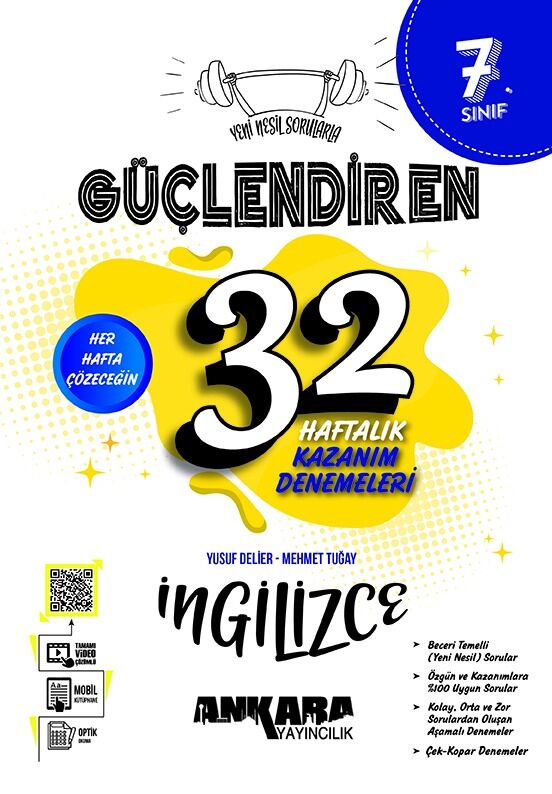 Ankara Yayıncılık 7.Sınıf Güçlendiren 32 Haftalık İngilizce Kazanım Denemeleri