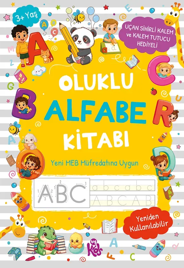 Bigkids Yayınları +3Yaş Oluklu Alfabe Kitabı Uçan Sihirli Kalem ve Kalem Tutucu Hediyeli