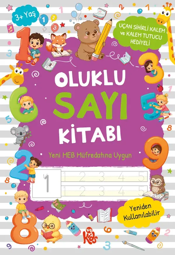 Bigkids Yayınları +3 Yaş Oluklu Sayı Kitabı Uçan Sihirli Kalem ve Kalem Tutucu Hediyeli