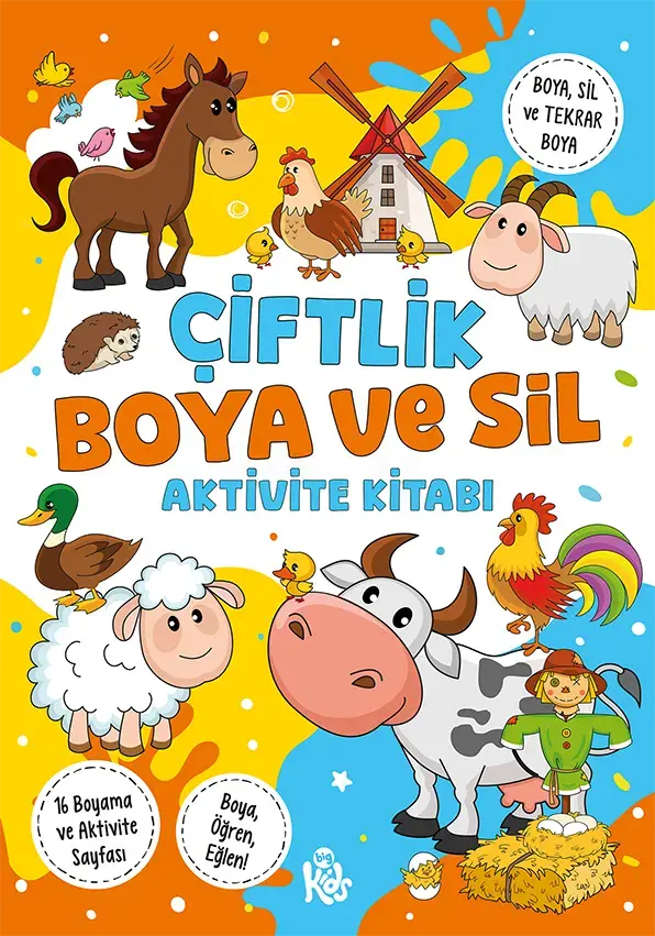 Bigkids Yayınları 3 Yaş+ Çiftlik – Boya ve Sil Aktivite Kitabı