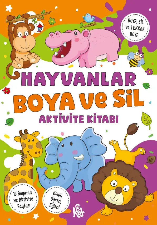Bigkids Yayınları Hayvanlar – Boya ve Sil Aktivite Kitabı / 3 Yaş +