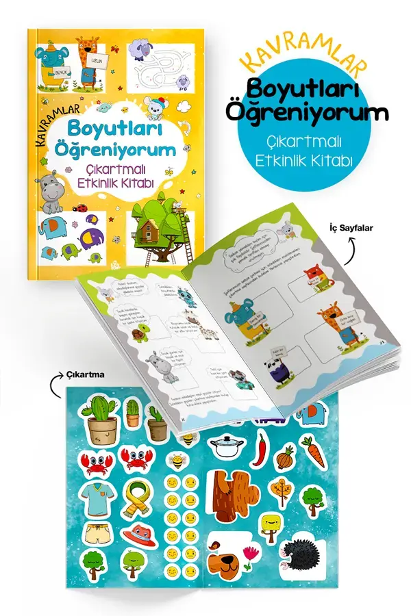 Bigkids Yayınları Kavramlar – Boyutları Öğreniyorum – Çıkartmalı Etkinlik Kitabı / 3 Yaş +