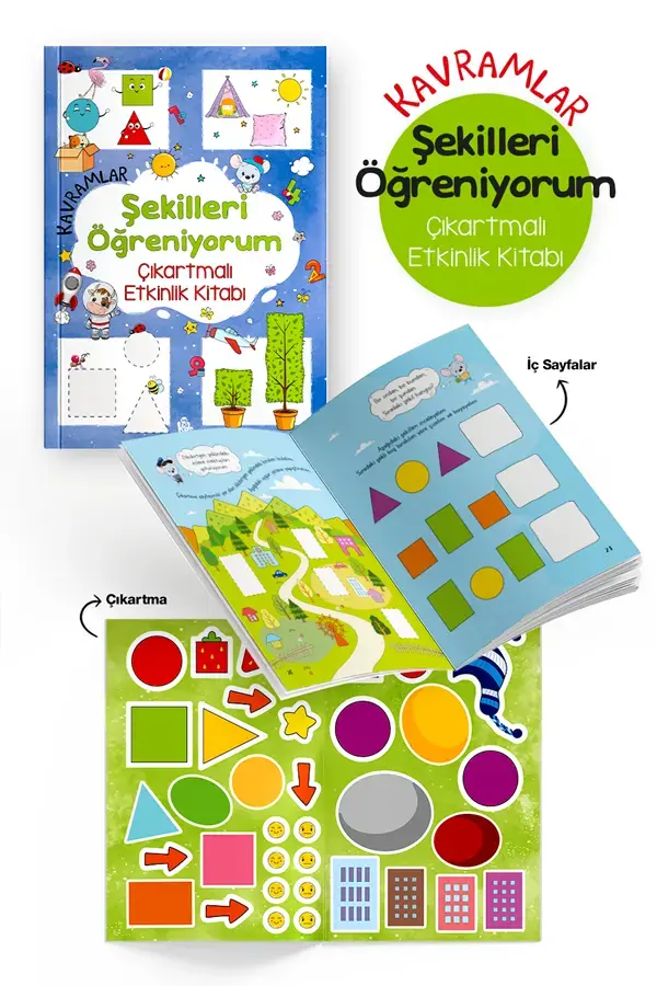 Bigkids Yayınları Kavramlar – Şekilleri Öğreniyorum – Çıkartmalı Etkinlik Kitabı / 3 Yaş +