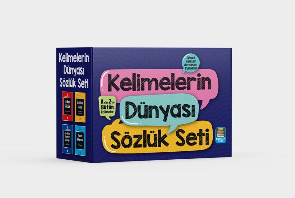 Mercan Okul Yayınları Kelimelerin Dünyası Sözlük Seti 4 Kitap Türkçe-Yazım Kılavuzu-atasözleri ve Deyimler-İngilizce
