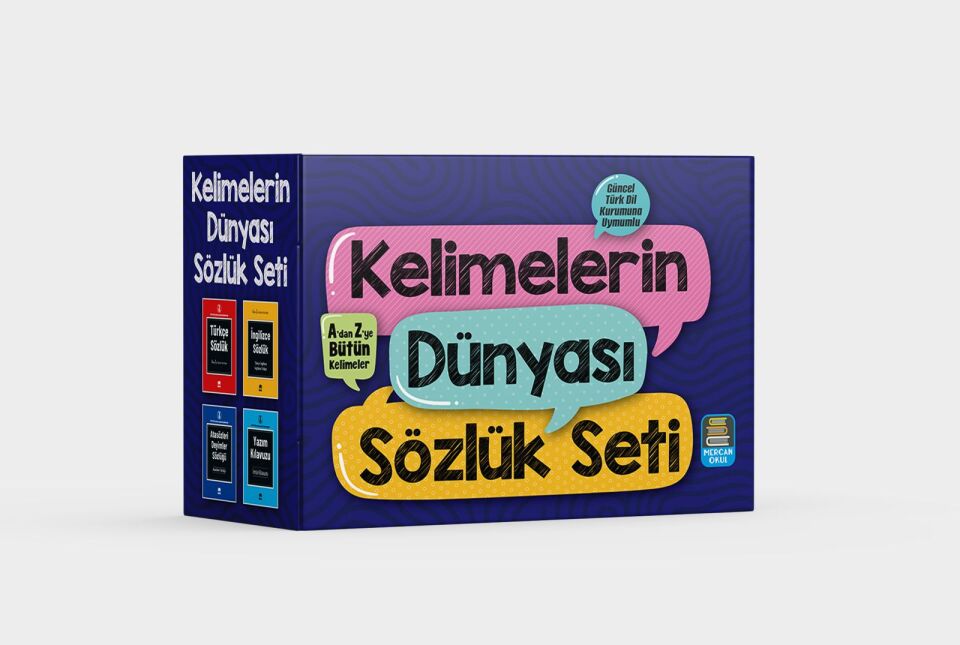 2027 Mercan Okul Yayınları Kelimelerin Dünyası Sözlük Seti 4 Kitap Türkçe-Yazım Kılavuzu-atasözleri ve Deyimler-İngilizce