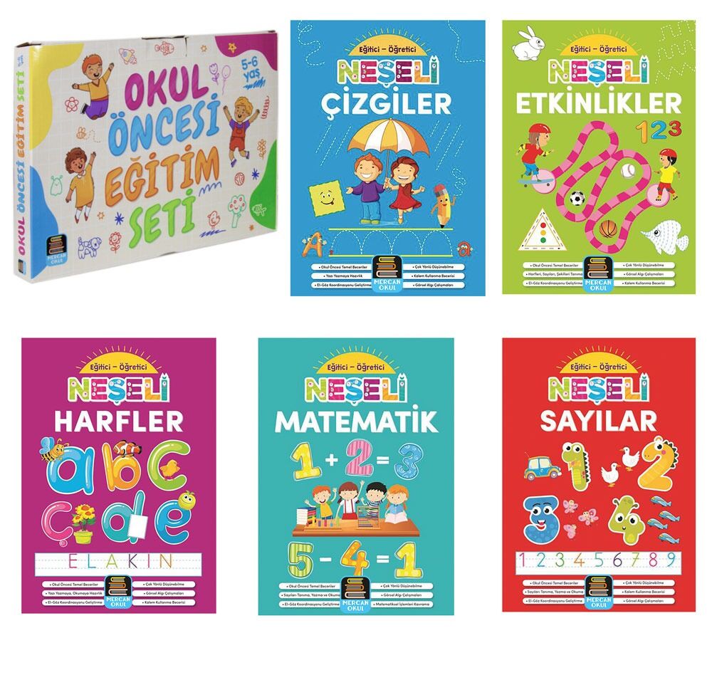 Mercan Okul Yayınları Okul Öncesi Eğitim Seti 5-6 Yaş 5 Kitap Set